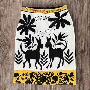 Vanessa Virginia Anthropology Sonja Donkey Embroidered Skirt Midi Skirt